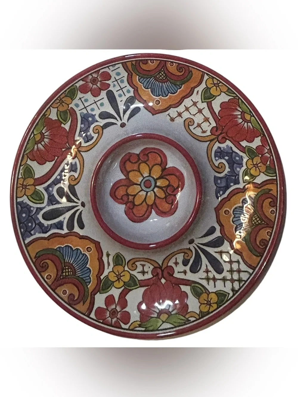 Prepara Taco Carousel Melamine Chip & Dip Plate | Colorful Fiesta Serving Tray |